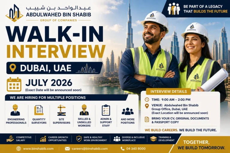 Abdulwahed Bin Shabib Walk-in Interview Dubai