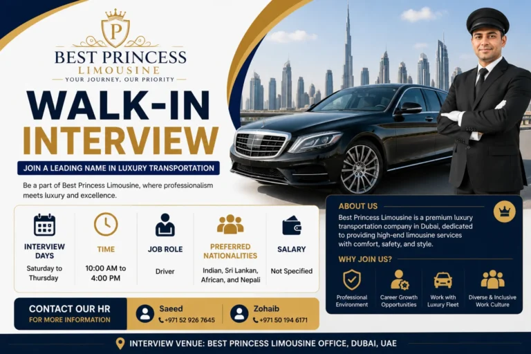 Best Princess Limousine Walk-in Interview in Dubai