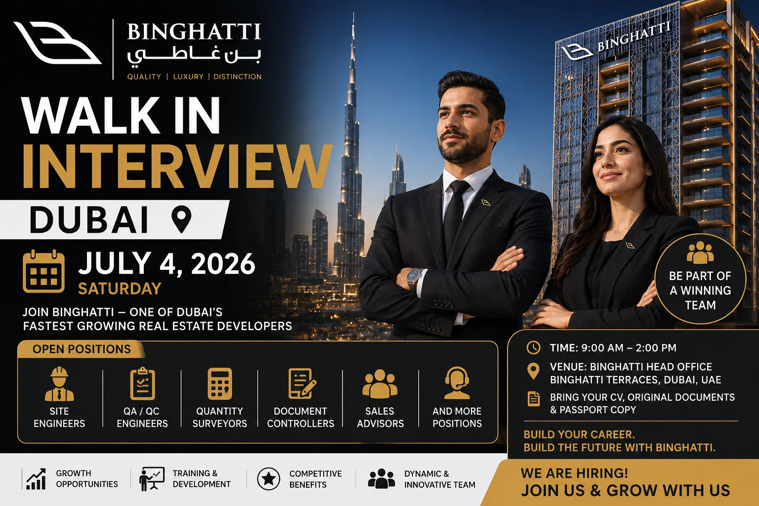 Binghatti Walk in ingterview Dubai
