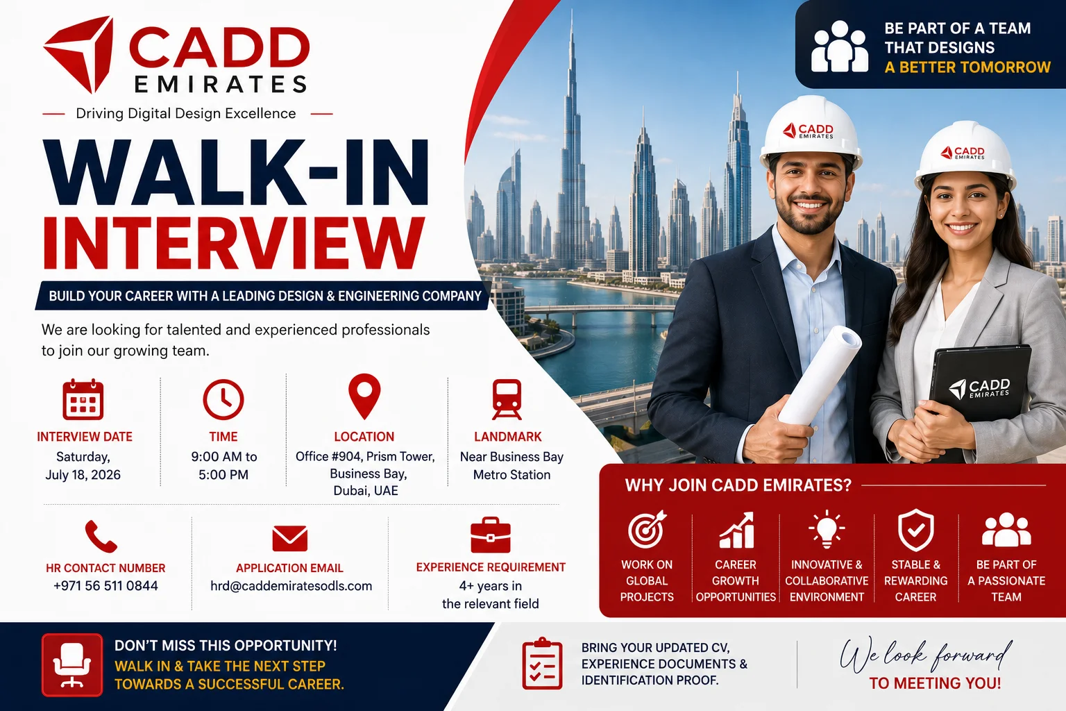 CADD Emirates Walk in Interview in Dubai