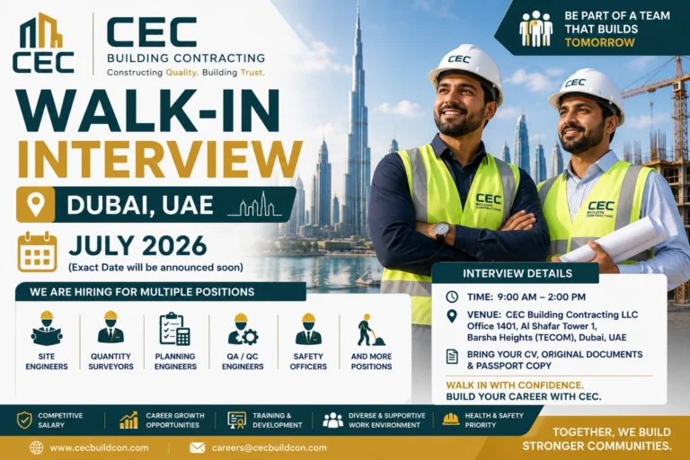 CEC Building Contracting Walk-In Interview in Dubai