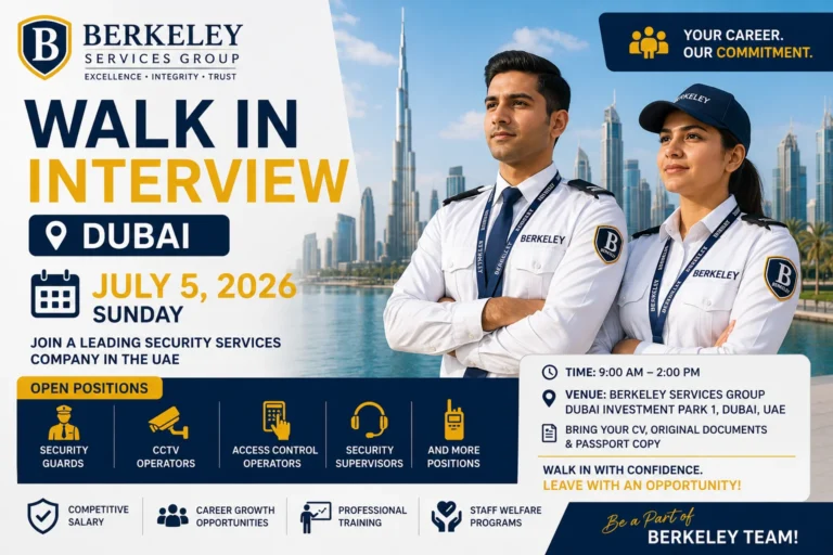 Berkeley Walk in Interview Dubai on July 5
