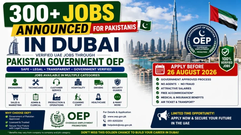 300+ Jobs Announced for Pakistanis in Dubai – Verified UAE Jobs Through Pakistan Government OEP (Apply Before 26 August 2026)