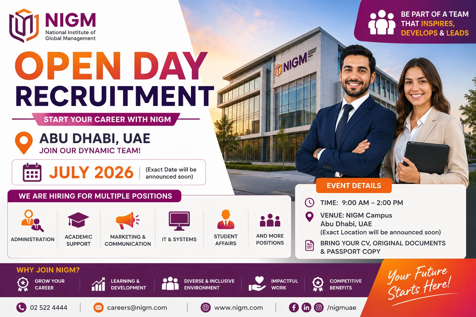 NIGM Open Day Recruitment in Abu Dhabi, July 2026