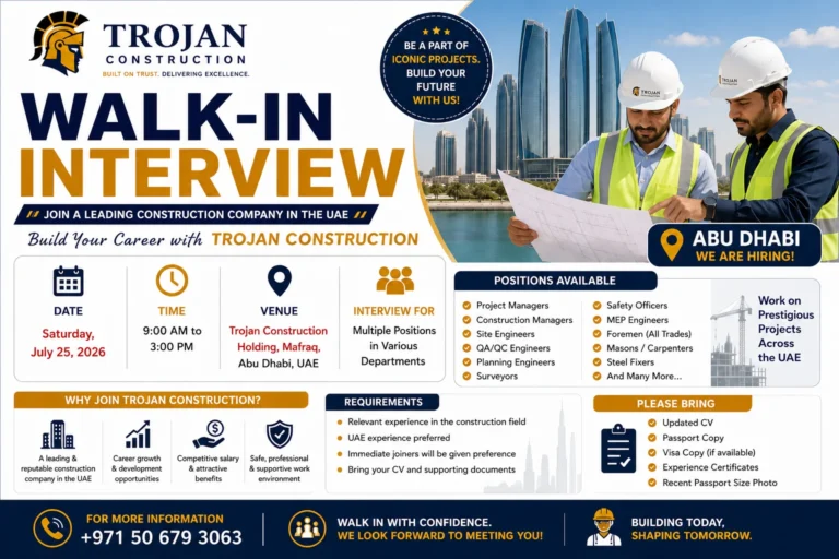 Trojan Construction Walk in Interview in Abu Dhabi
