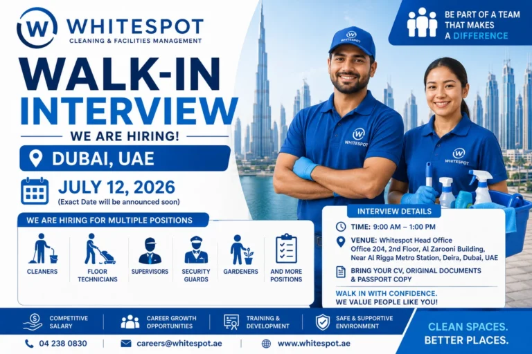 Whitespot Walk-in Interview Dubai, July 12, 2026