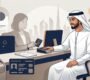 A new employee presents a passport beside a fingerprint scanner at a UAE service desk.