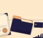Blank UAE salary certificate beside a folder, bank card, house key, and skyline.