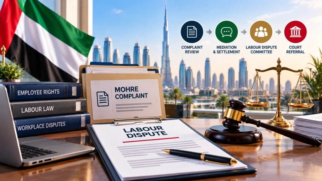 Dubai Labour Dispute Desk Infographic