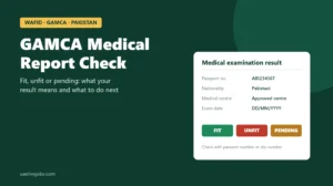 GAMCA Wafid medical report check online showing fit, unfit and pending result statuses