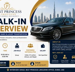 Best Princess Limousine Walk-in Interview in Dubai
