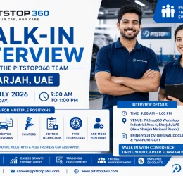 PitStop360 walk in interview in Sharjah